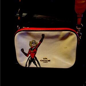 Coach White and Red Crossbody Bags with Signature Design